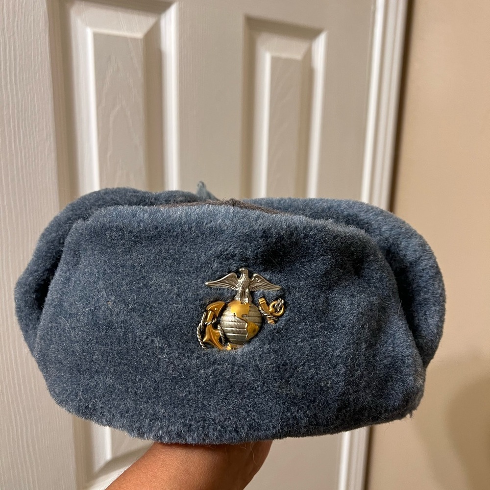 Vintage Russian military Blue Wool winter hat